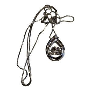 Dancing Gemstone Diomand Accent Pendant Necklace 18 Inches Long 925 Sterling